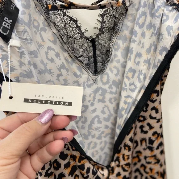 CBR Leopard Print Lace Trim Slip size xl fits like a medium - Picture 4 of 9